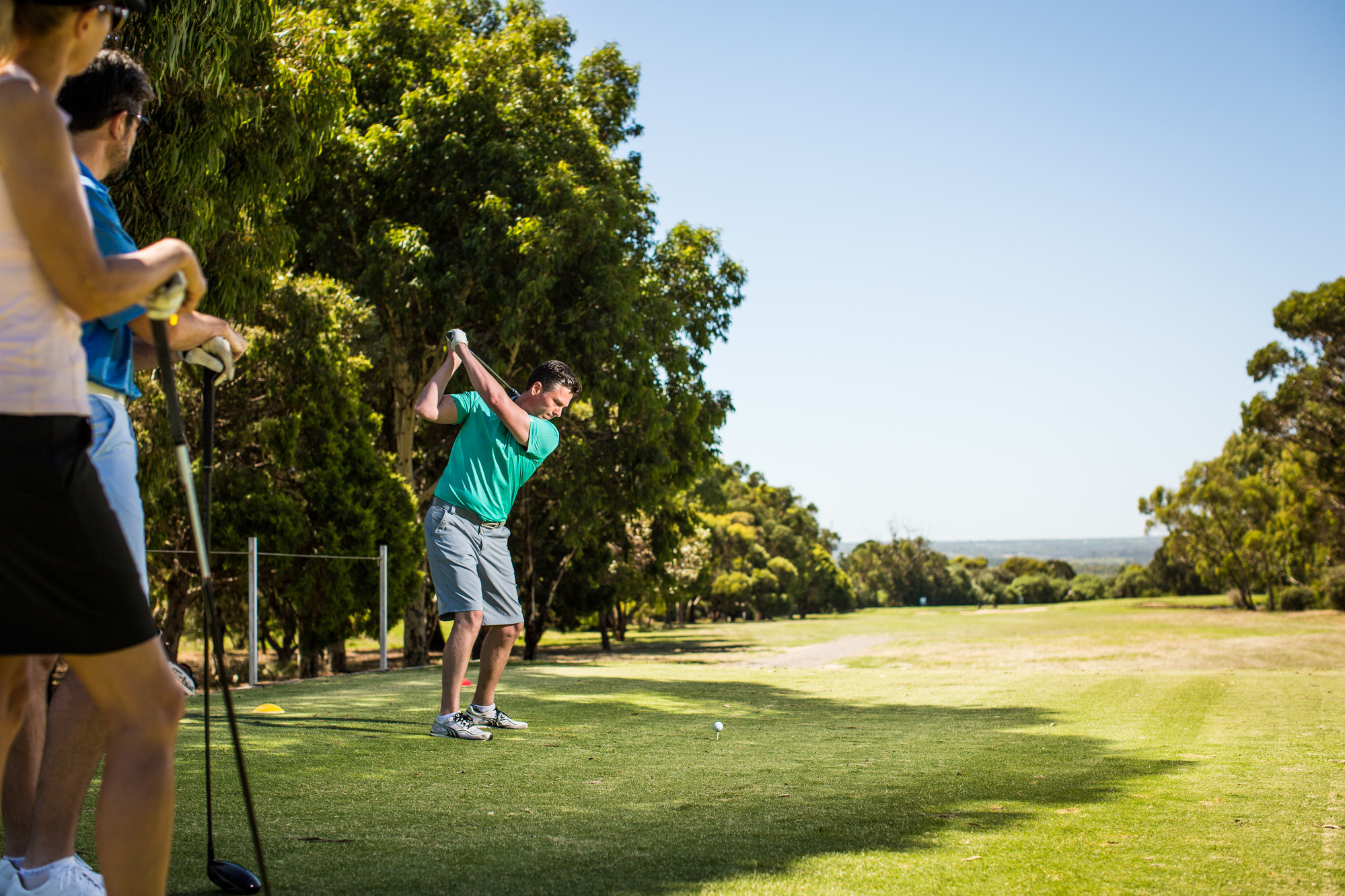 Playing golf